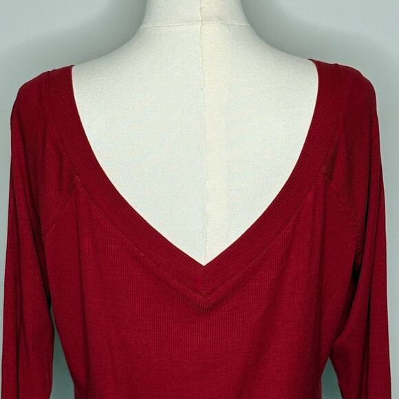 Bebe Red Long Sleeve Sparkly Logo Mini Dress Size Large - Picture 8 of 10